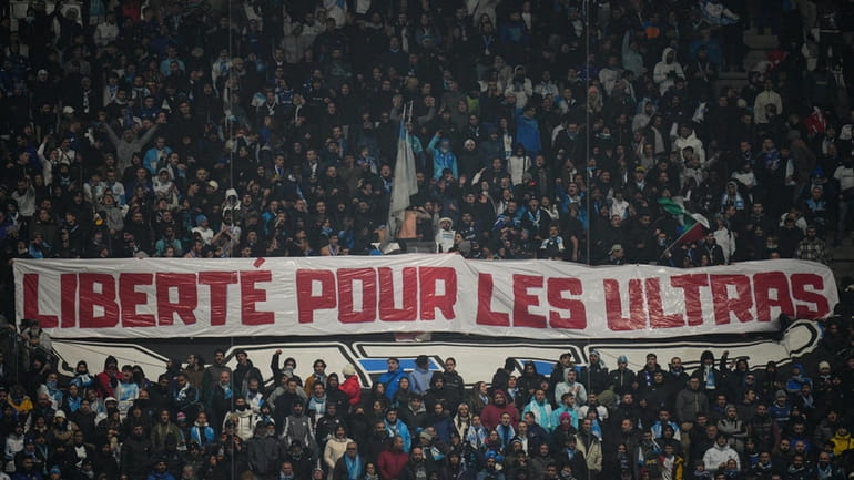 Marseille's fans support their team during the French League One...