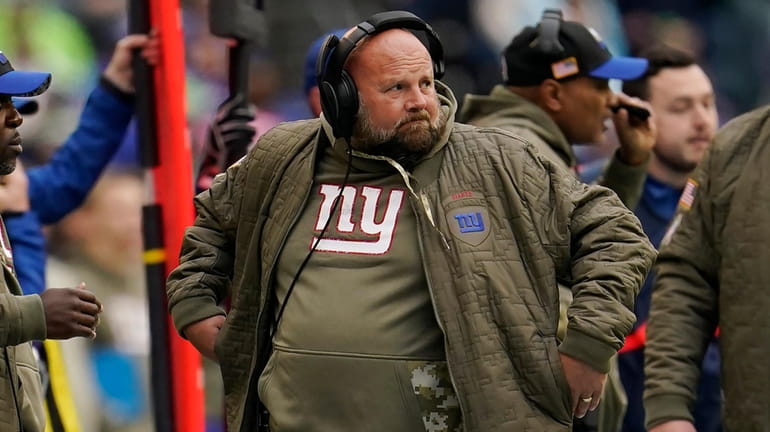 Giants head coach Brian Daboll watches from the sideline during...