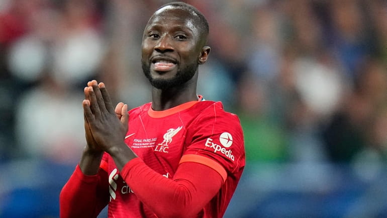Liverpool's the player Naby Keita reacts during the Champions League...