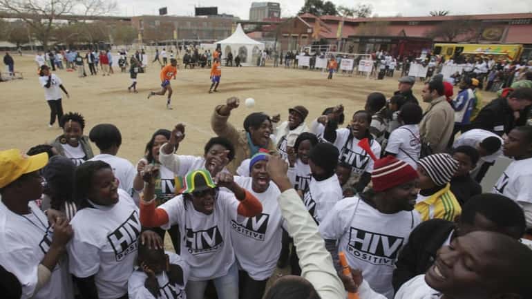 AIDS activists attend a soccer tournament held in Newtown Johannesburg....