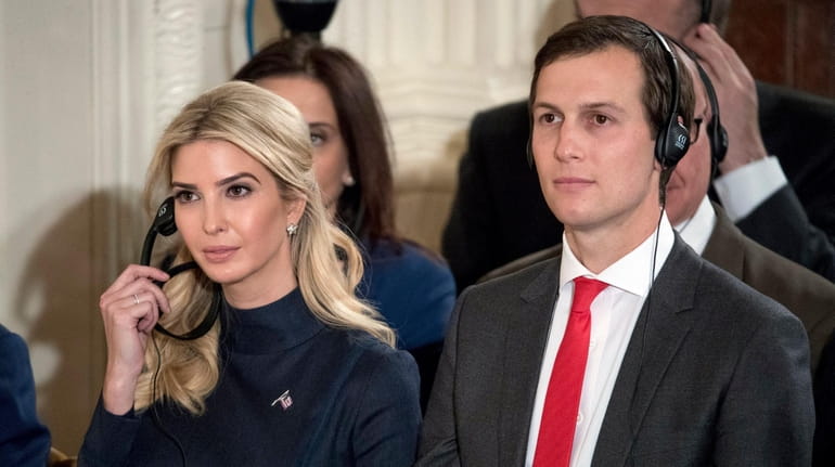Ivanka Trump and Jared Kushner attend a news conference on...
