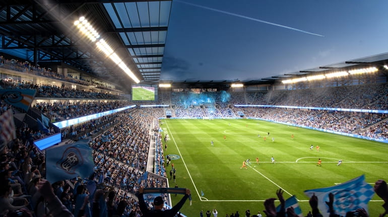 A rendering of NYCFC's new stadium project in Willets Point