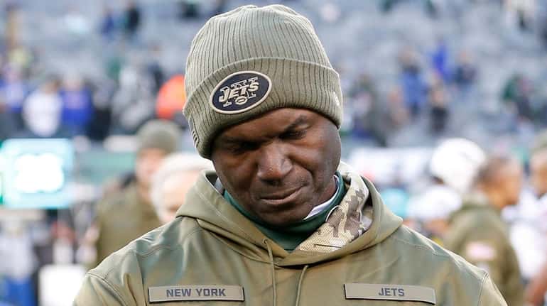 Jets coach Todd Bowles walks off the field Sunday after...