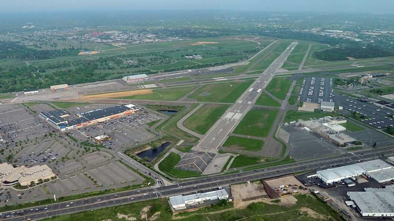 An aerial view of Republic Airport in East Farmingdale