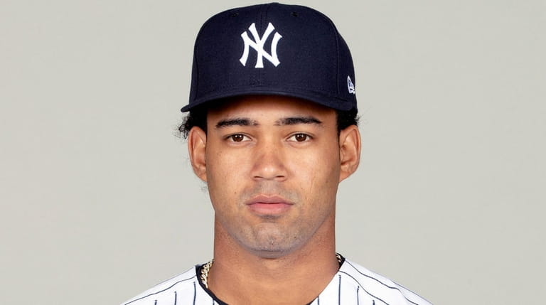Deivi Garcia of the Yankees poses during Photo Day at...