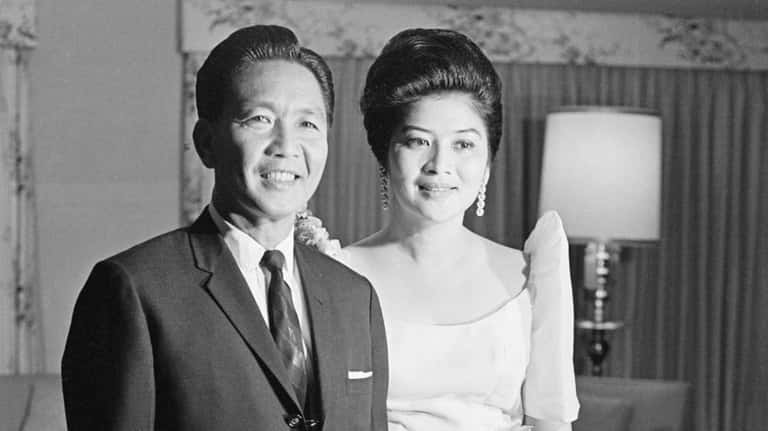 Ferdinand Marcos and his wife, Imelda, in Manila, Philippines, in...
