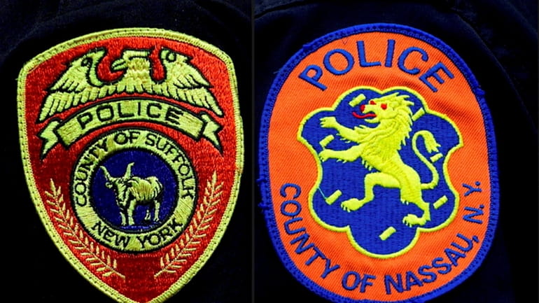 Patches of the Suffolk County Police Department and the Nassau...