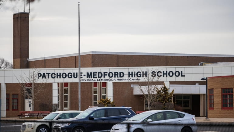  Patchogue-Medford High School, where a packet of bullets was found...