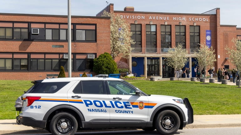Nassau police respond to Division Avenue High School in Levittown Tuesday...