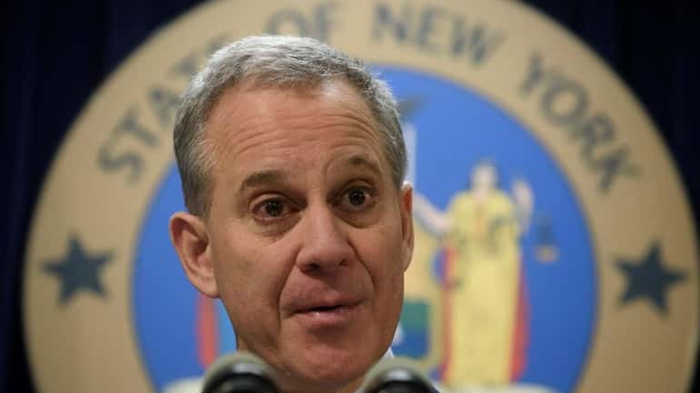 Attorney General Eric T. Schneiderman at a news conference at...