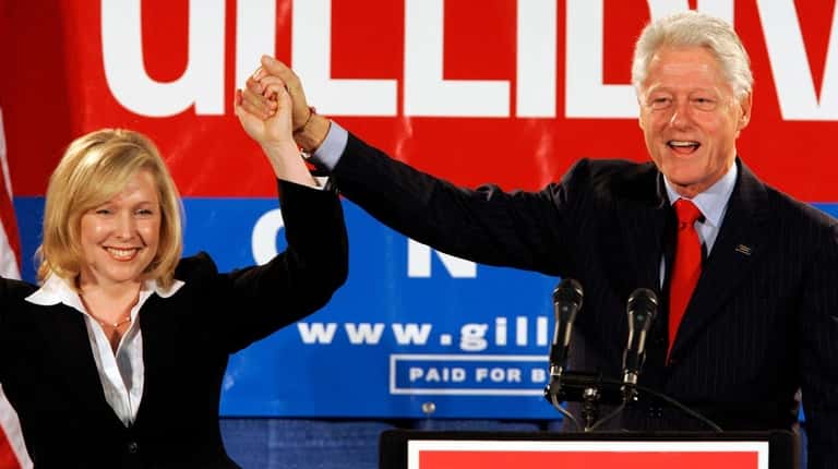 Former President Bill Clinton with Kirsten Gillibrand at her October 2006 campaign rally...