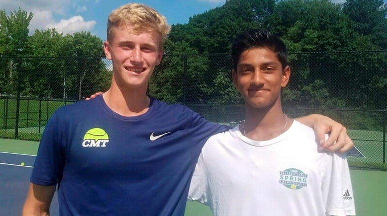 Cannon Kingsley left, Neel Rajesh on the courts at Christopher...