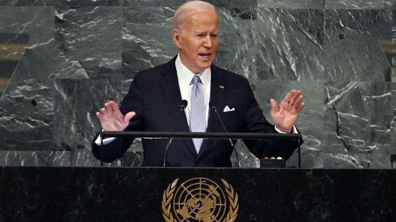 President Joe Biden addresses the U.N. General Assembly Wednesday.