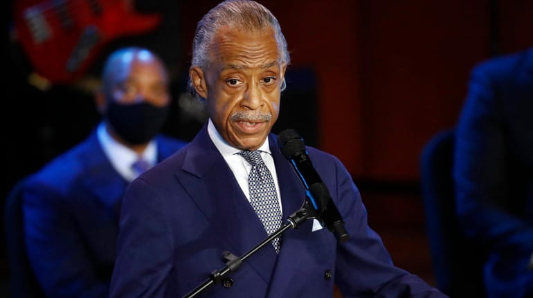 The Rev. Al Sharpton speaks at a memorial service for,...