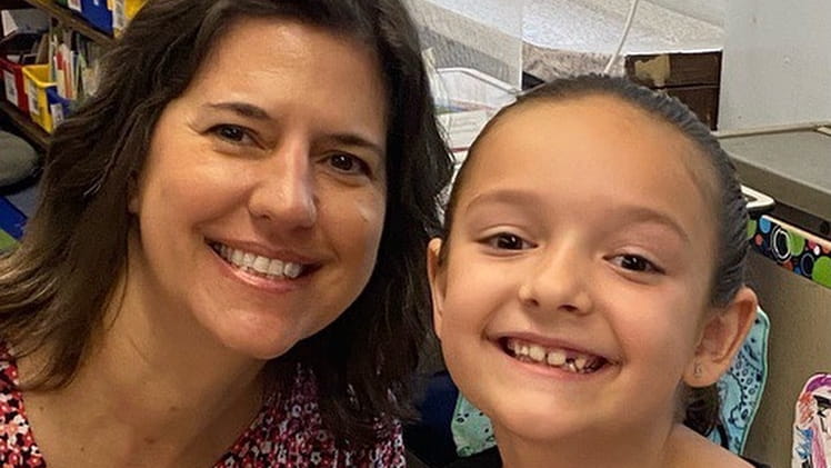 Allison Bressmer with niece Julianna Bressmer, a first-grader, at the...