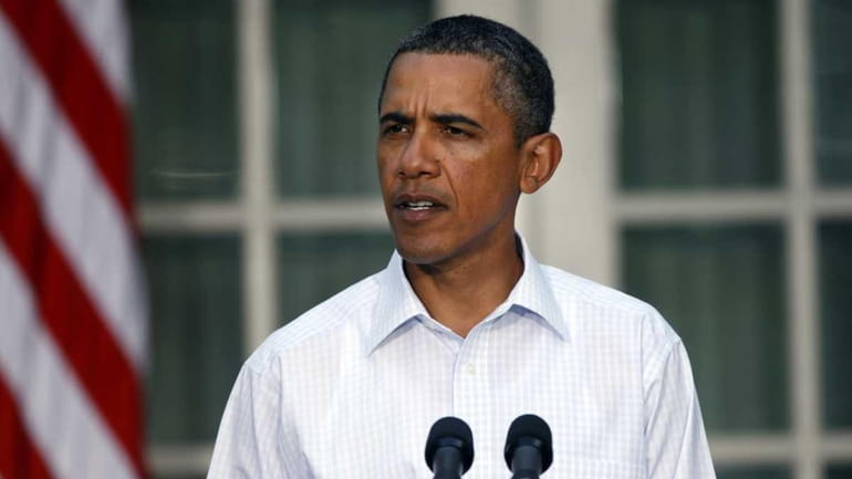 President Barack Obama speaks about Hurricane Irene in the Rose...