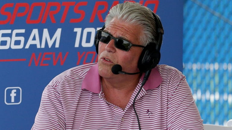 WFAN host Mike Francesa interviews Giants players for his radio show...