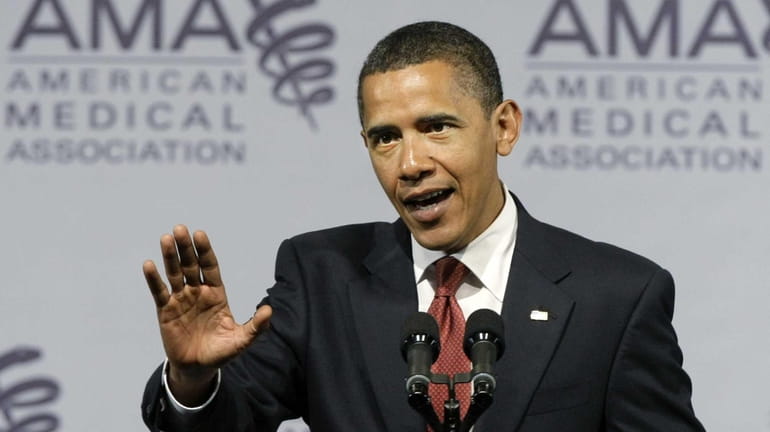 President Barack Obama speaks at the American Medical Association annual...