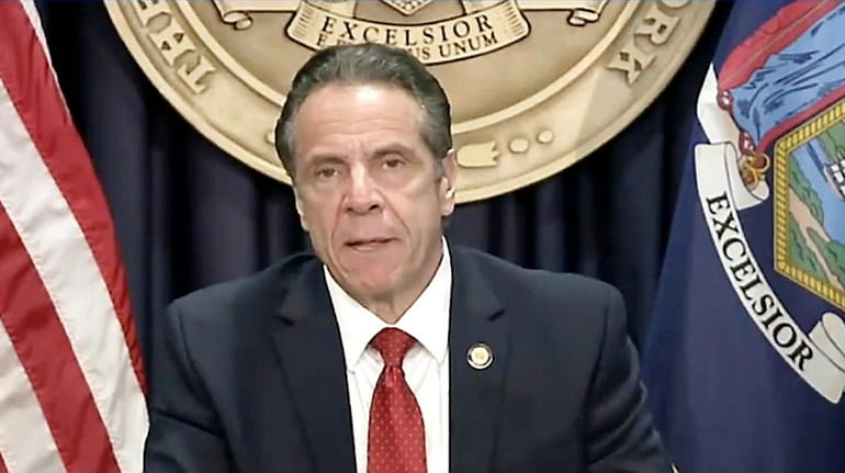 Governor Andrew Cuomo holds a press briefing on Wednesday.
