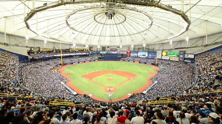 General view of Tropicana field during the sixth inning of...
