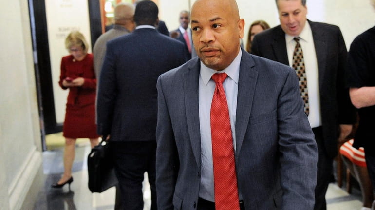 Assembly Speaker Carl Heastie (D-Bronx) heads to a meeting during...