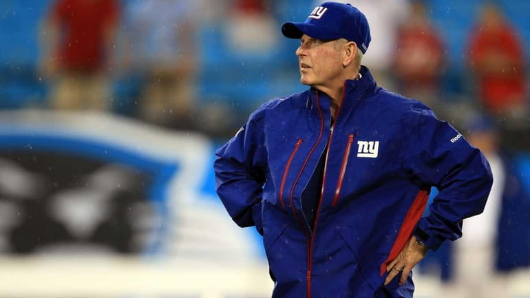 Head coach Tom Coughlin of the New York Giants stands...