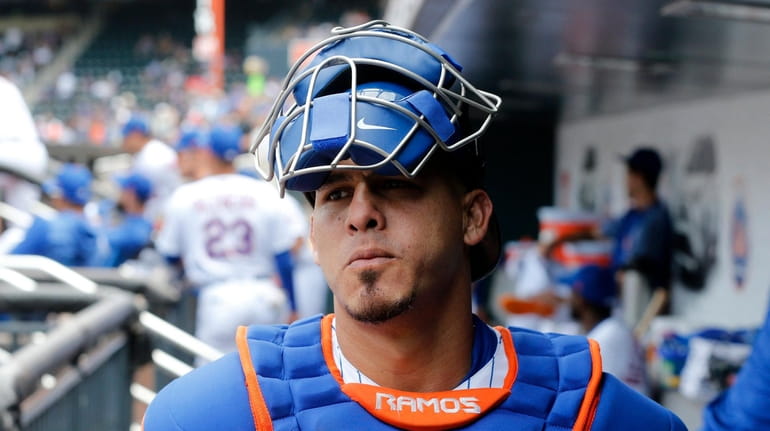 Mets catcher Wilson Ramos before a game against the Marlins...