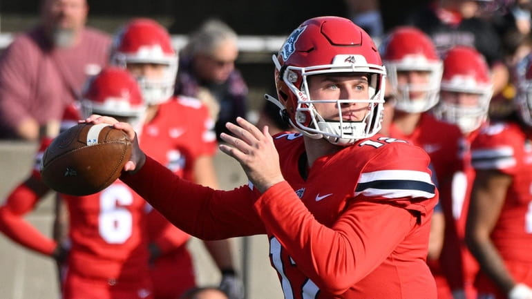 Stony Brook quarterback Charlie McKee passes against Maine during a...