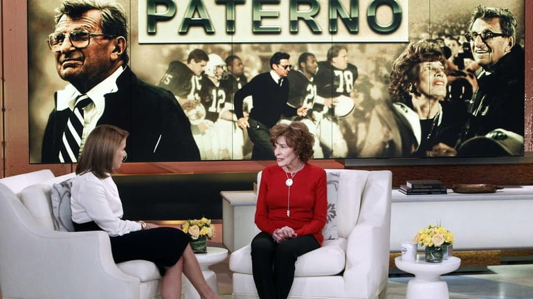 In this photo released by ABC, Sue Paterno, widow of...