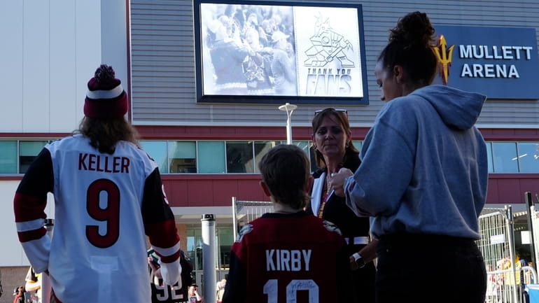 Arizona Coyotes fans start to gather for the franchise's final...