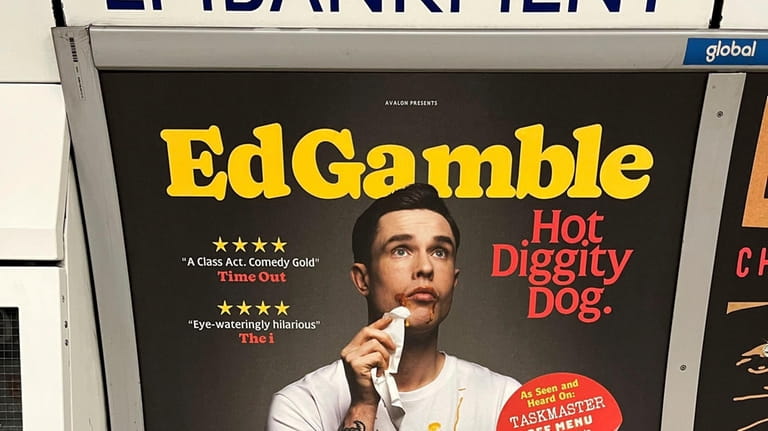 A view of a poster advertising comedian Ed Gamble's Hot...