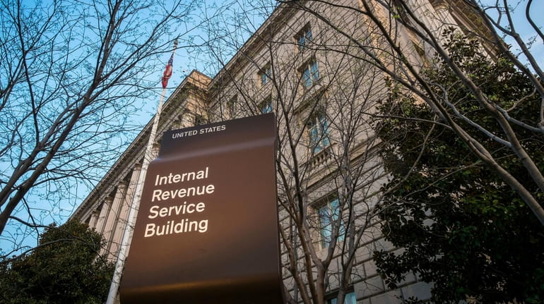 The Internal Revenue Service Headquarters (IRS) building is seen in...