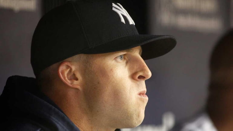 Brett Gardner of the New York Yankees looks on from...
