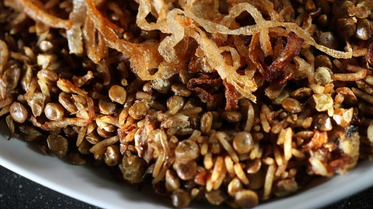 Mejadra is a Middle Eastern treat featuring lentils.