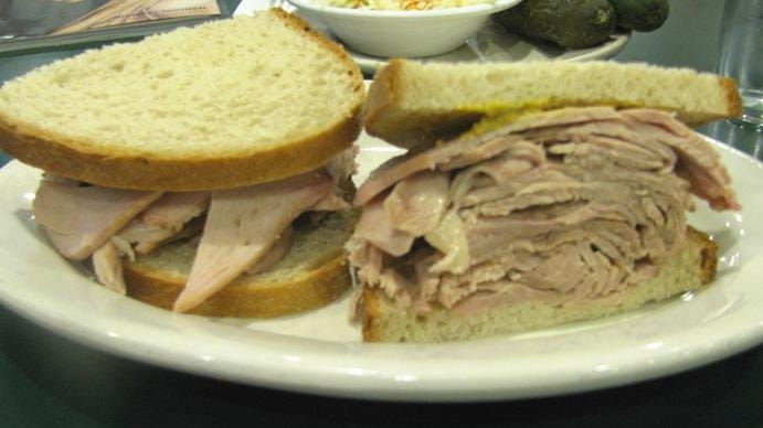 Dark-meat turkey sandwich at Woodro Deli in Hewlett. Newsday photo...
