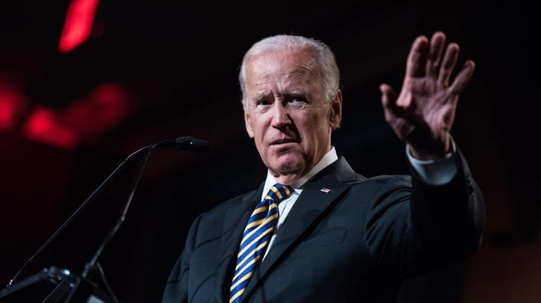 Former Vice President Joe Biden speaks to a group of...