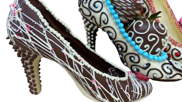 Hand-crafted chocolate shoes at Chip'n Dipped Chocolatier.