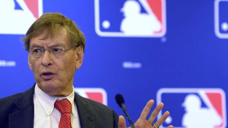 Baseball commissioner Bud Selig speaks at a news conference during...