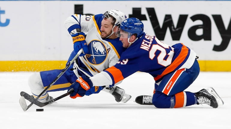 Brock Nelson of the Islanders and Zemgus Girgensons of the Sabres...