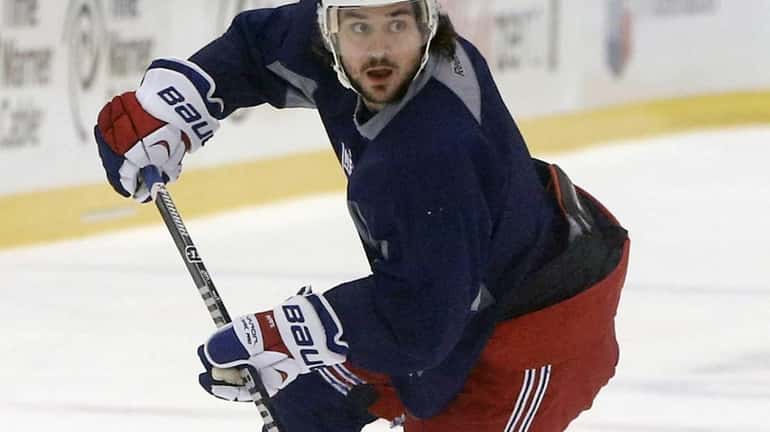 New York Rangers right wing Mats Zuccarello looks for a...