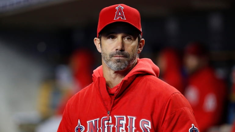Then-Angels manager Brad Ausmus watches during the sixth inning of...
