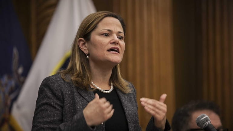 Councilwoman Melissa Mark-Viverito is shown at a public forum with...