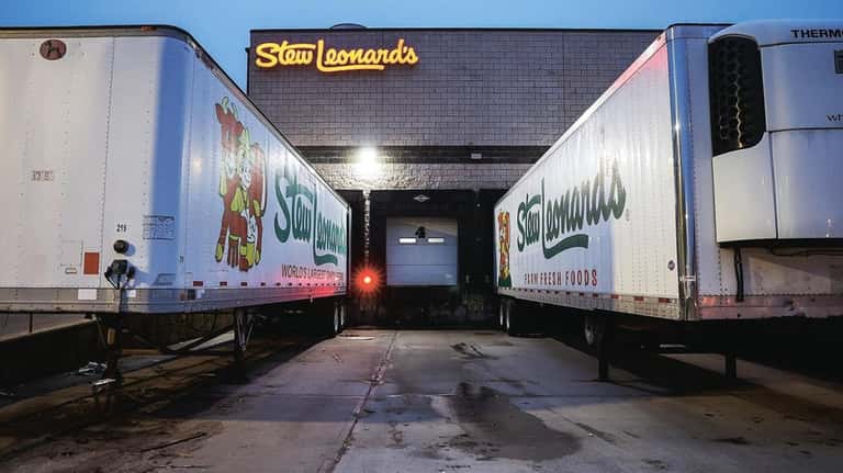 Container trailers at the loading dock of Stew Leonard's supermarket...