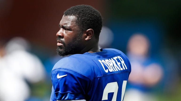 Giants safety Yusuf Corker during training camp in East Rutherford,...