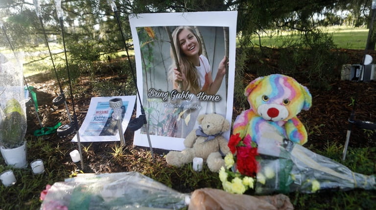 A makeshift memorial dedicated to Gabby Petito in North Port, Florida, on...
