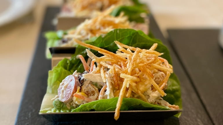 Salpicão is a Brazilian chicken salad served in lettuce leaves...