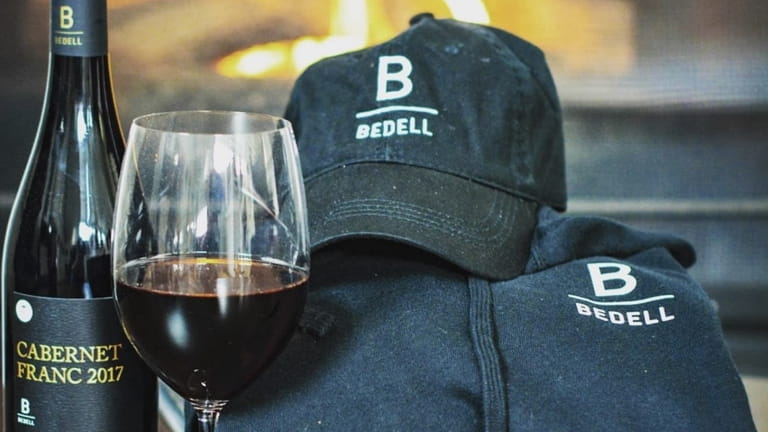 A fireside view from the tasting room of Bedell Cellars...