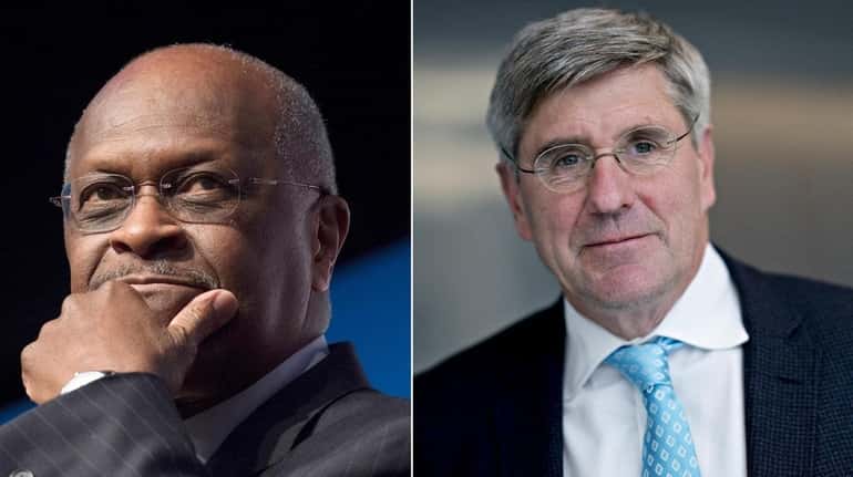 Businessman Herman Cain and commentator Stephen Moore, right, have been...