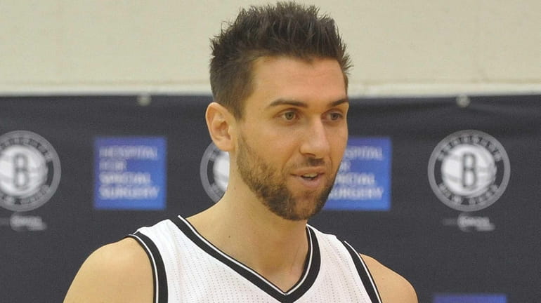 Brooklyn Nets' Andrea Bargnani speaks during Media Day at the...