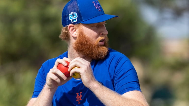 Mets pitcher Stephen Ridings during a spring training workout, Sunday...
